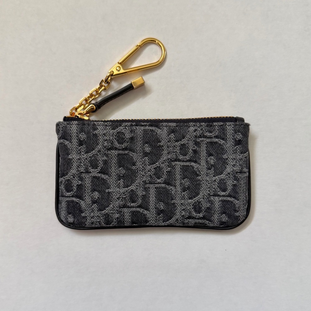Dior DiorTravel Myrte Zipped Key Case [Gray Denim]